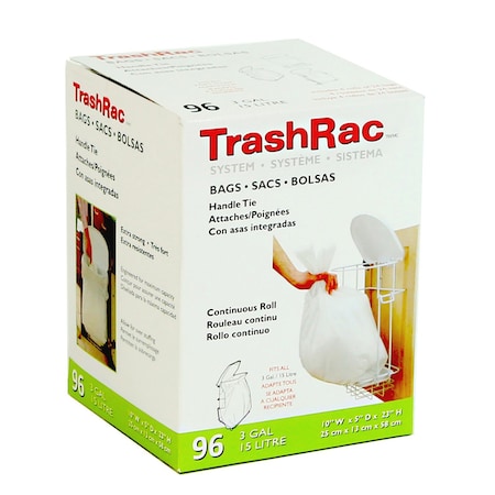 SUNBEAM TRASHRAC 3 gal Trash Bags, 0.7 mm, 6 PK 87096